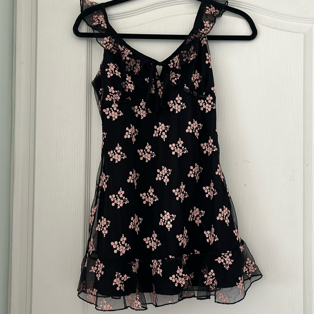 Majorelle Pink and Black Floral Dress